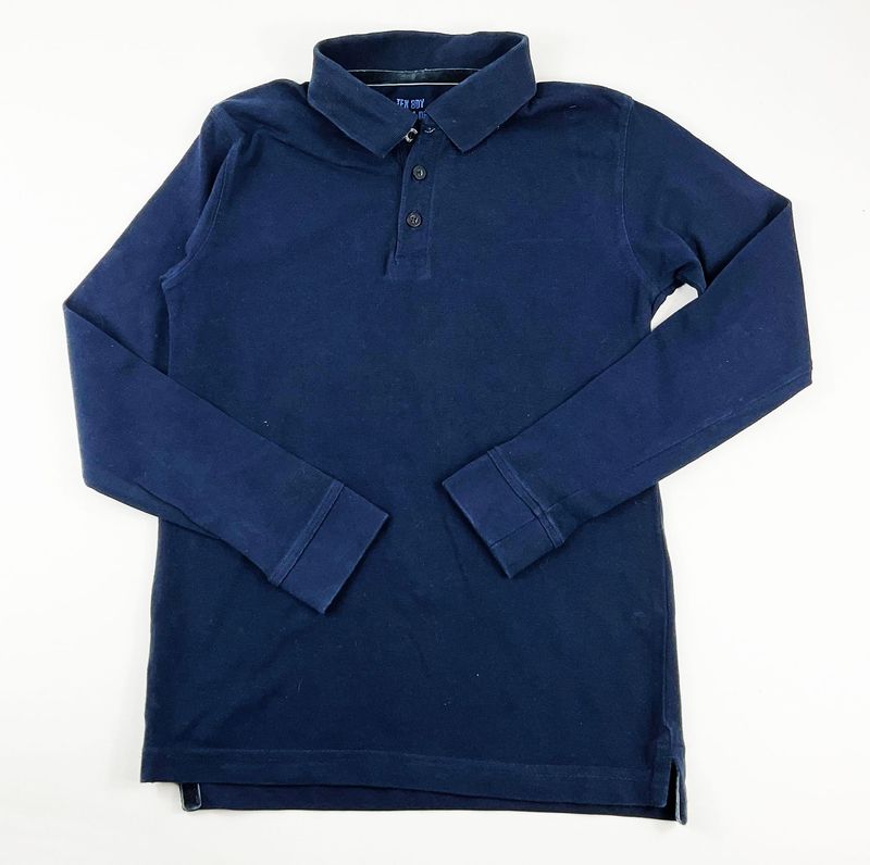 TEX BOYS - Polo ML bleu marine - 12 ans