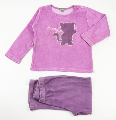 IN EXTENSO - Pyjama 2 pièces en velours côtelé violet pretty cat - 4 ans