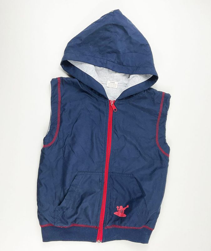 INCONNUE - Veste bleue sans manche zip rouge - 5 ans