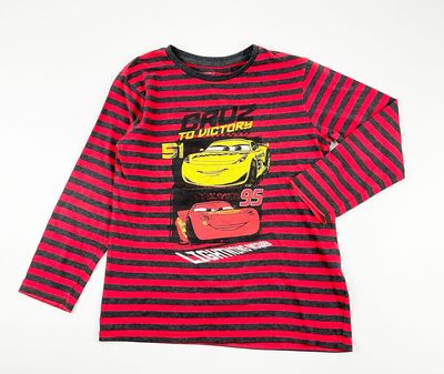 DISNEY - Haut de pyjama ML à rayures rouge/gris avec Cars - 8 ans