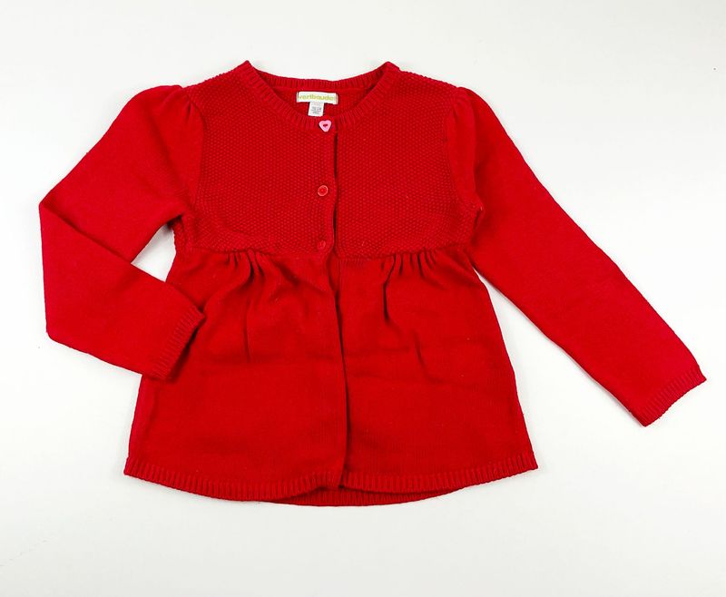 VERTBAUDET - Gilet long rouge point fantaisie sur l'avant - 4 ans