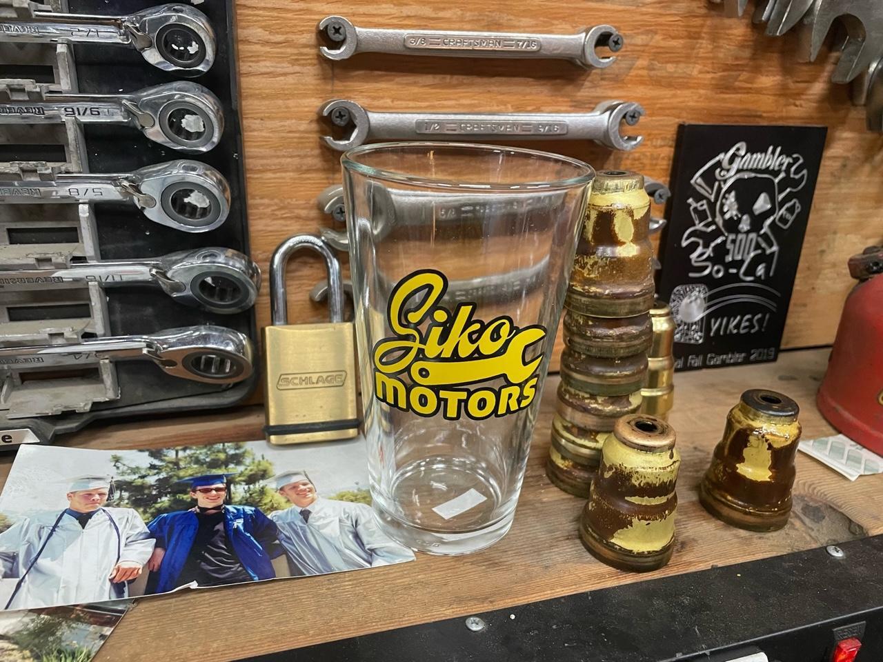 Siko Motors Wrench Logo pint glass
