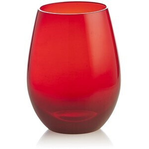 Red Stemless Wine Glass