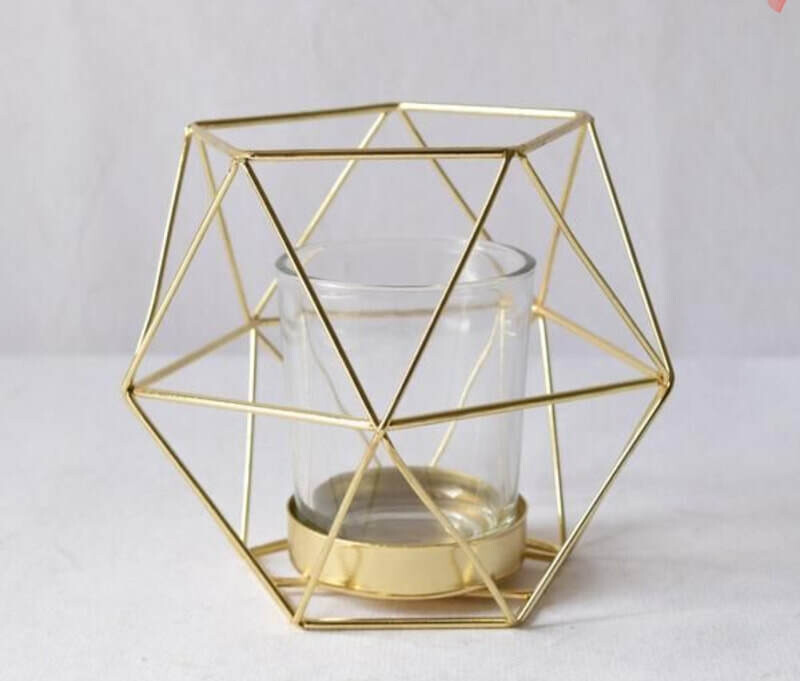 Gold Geometric Tea Light Holder