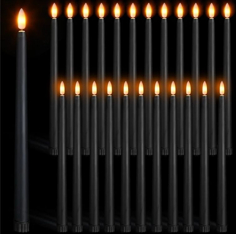 Black battery-operated candles