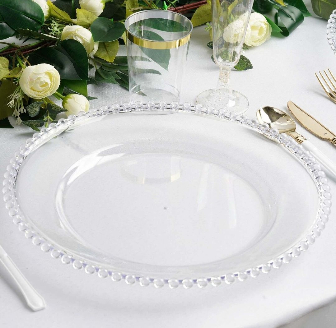 Clear beaded Charger Plate