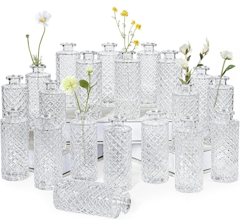 Diamond cut bud vases