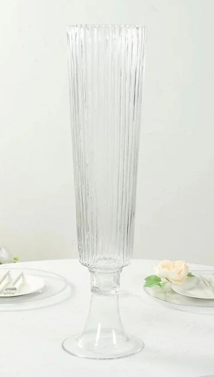 Ribbed Glass Trumpet Vase