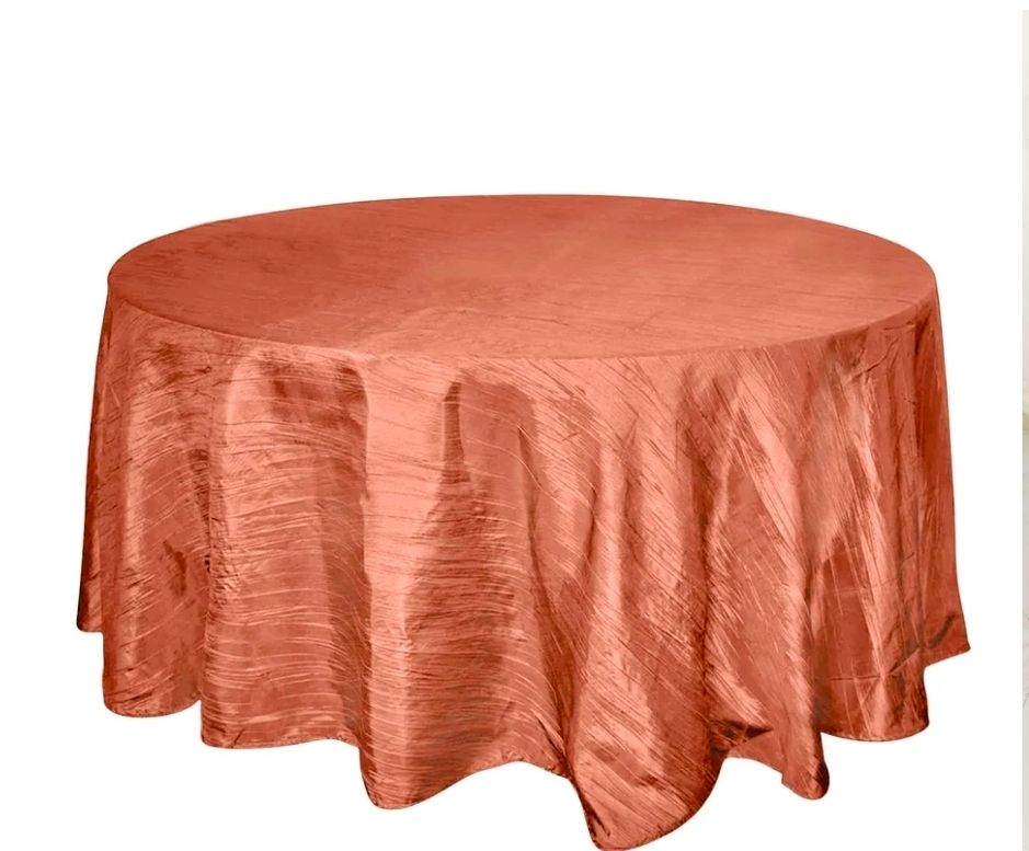 120" Round Crinkle Taffeta Tablecloth (Terracotta)
