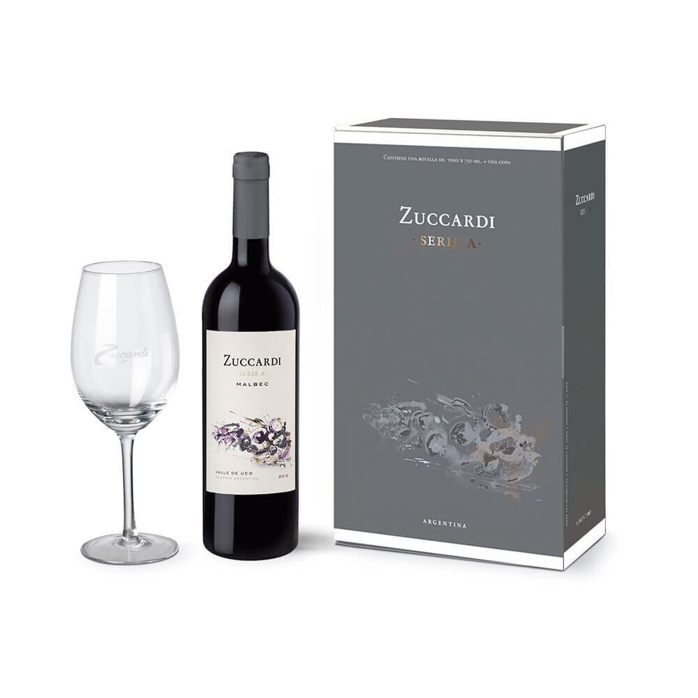 ESTUCHE ZUCCARDI SERIE A MALBEC 1x750 + COPA