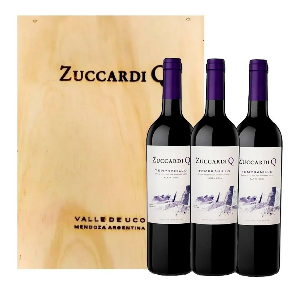 ESTUCHE MADERA ZUCCARDI Q TEMPRANILLO 3x750