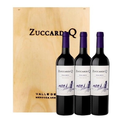 ESTUCHE MADERA ZUCCARDI Q MALBEC 3x750 ESTUCHE MADERA ZUCCARDI Q MALBEC 3x750