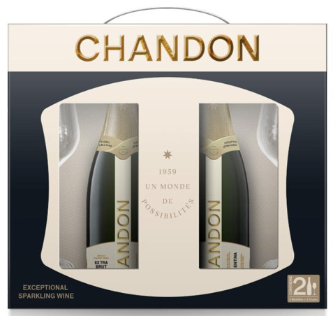 ESTUCHE CHANDON EXTRA BRUT 2X750 + 2 COPAS