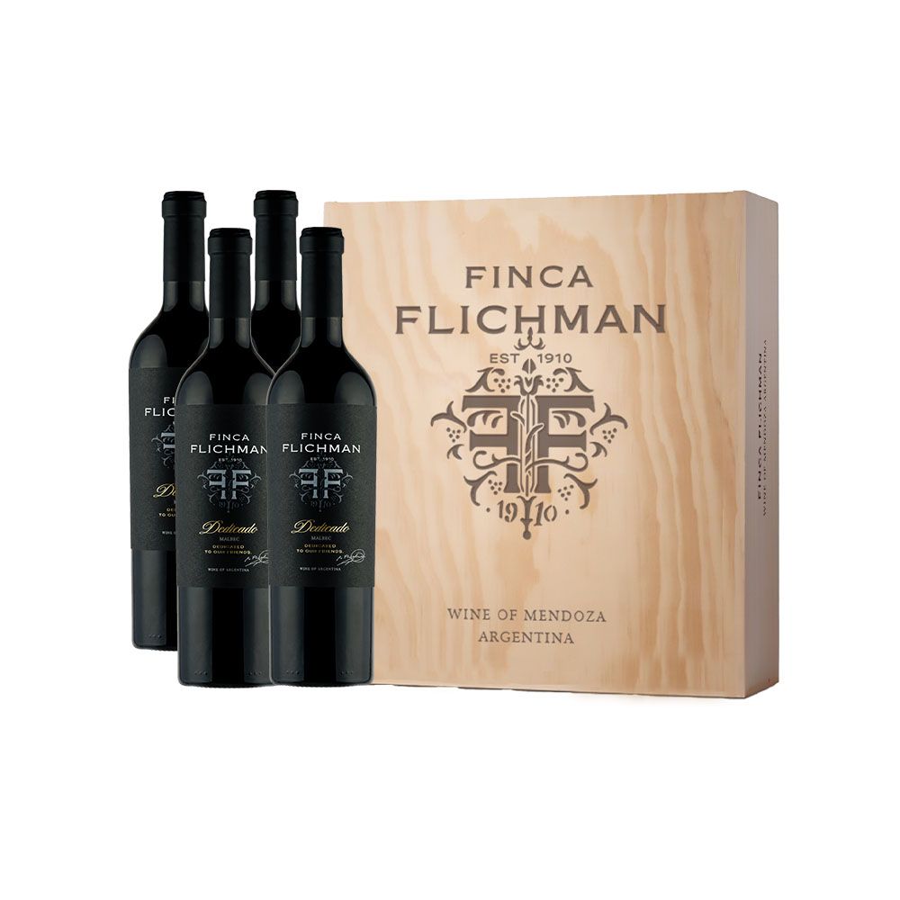 ESTUCHE MADERA DEDICADO GRAN MALBEC 4x750