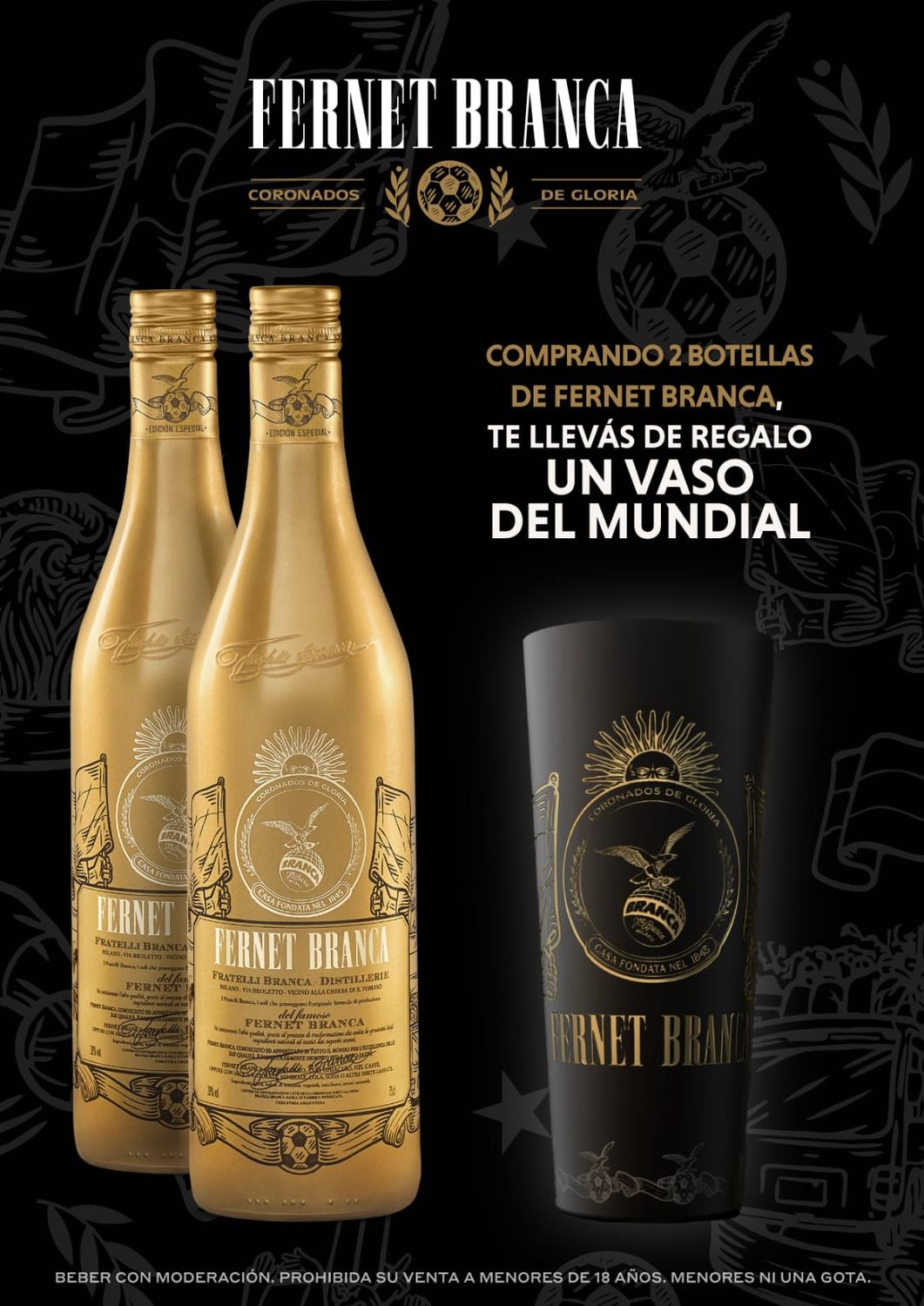 COMBO FERNET MUNDIAL + VASO MUNDIAL