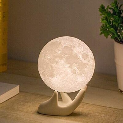Moon Lamp Moon Light Night Light for Kids Gift for Women USB Charging and Touch Control Brightness 3D Printed Warm and Cool White Lunar Lamp(3.5In moon lamp with stand)