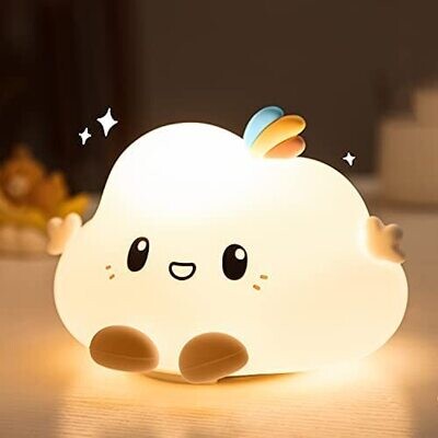 Cute Cloud Night Light for Kids, Color Changing Nightlight with Touch,Silicone Baby Nursery Lamp, Kawaii Stuff &amp; Birthday Gifts for Toddler Children Teenage Girls Bedroom,Battery Operated,Rechargeable