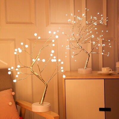 Creative Led Desk Tree Lamp/Copper wire Table Lamps/Battery or USB /Night light for Bedroom Decor