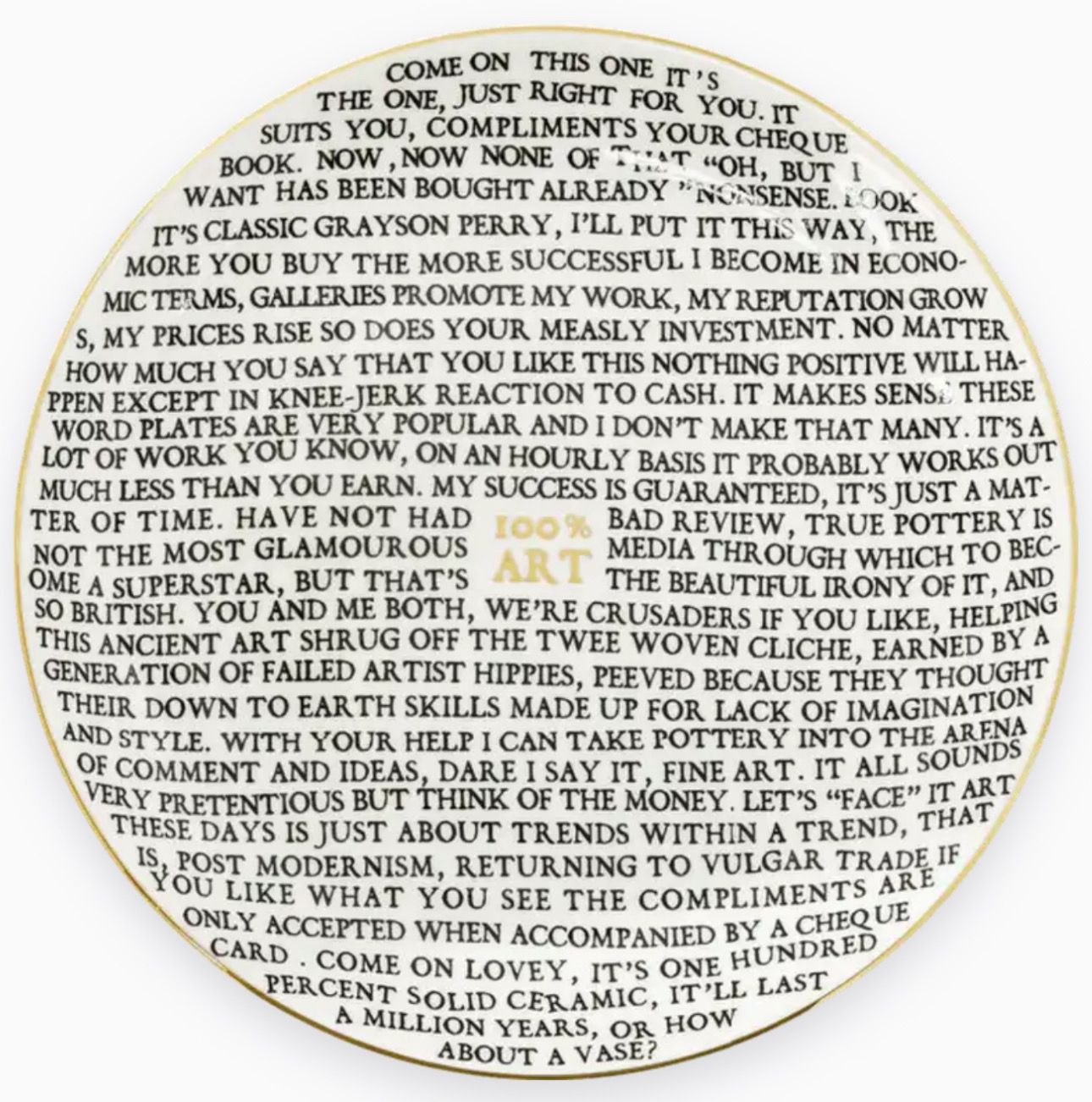 Grayson Perry - 100% Art (Plate)