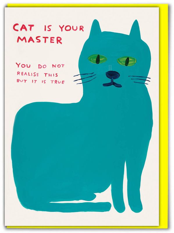 David Shrigley Cat Master (Greetings Card) greetings card