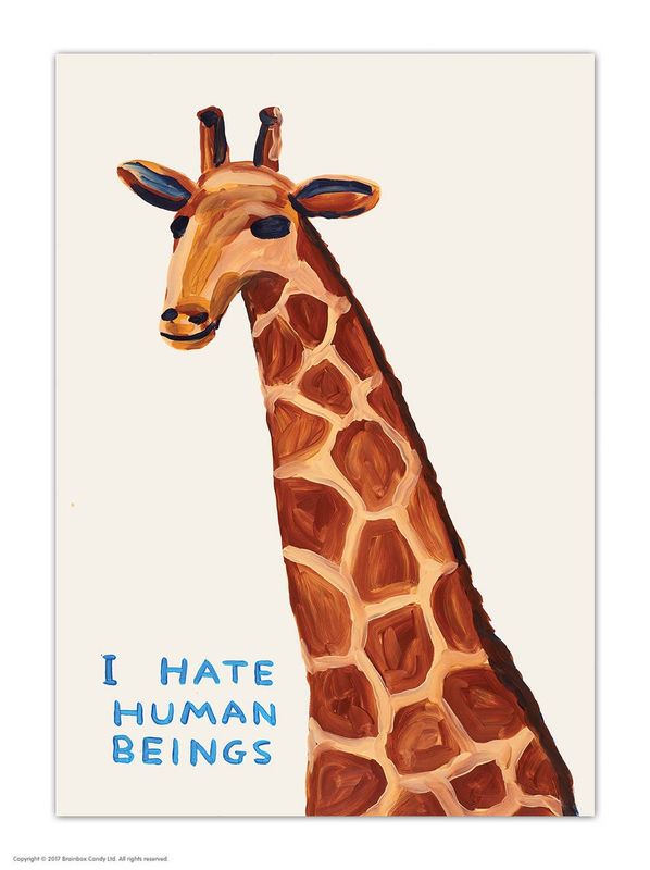 David Shrigley Hate Human Beings (Postcard) postcard