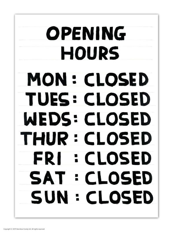 David Shrigley Opening Hours (Postcard) postcard