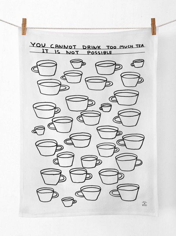 David Shrigley Too Much Tea (Tea Towel) tea towel
