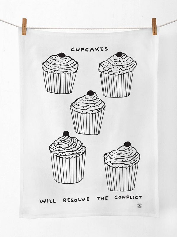 David Shrigley Cupcakes (Tea Towel) tea towel