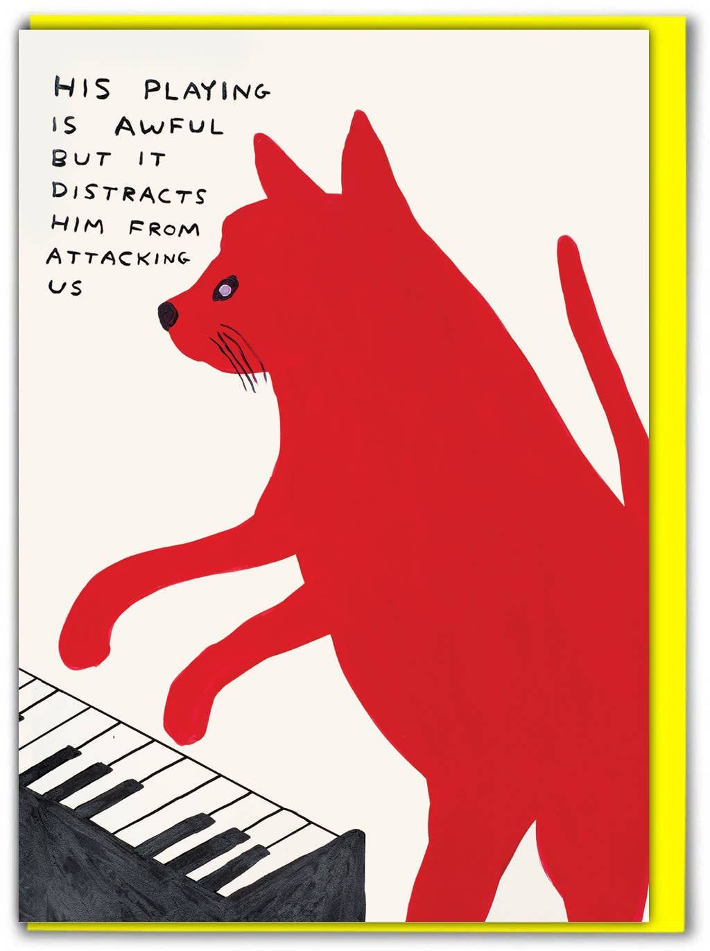 David Shrigley Piano Playing Cat (Greetings Card) greetings card
