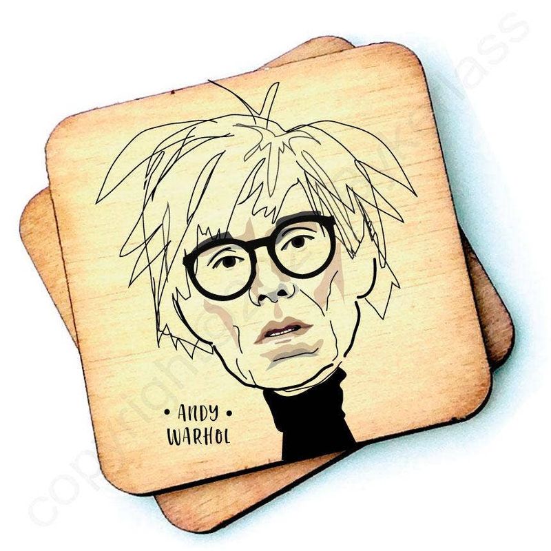 Andy Warhol Wooden Handmade Character Coasters Set (6x Coasters) 6x coasters