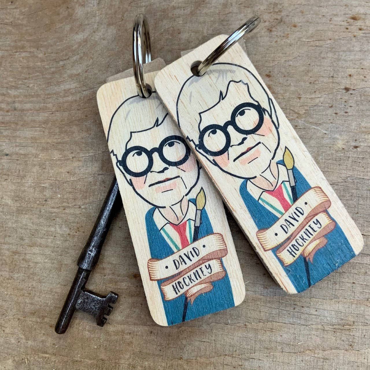 David Hockney Wooden Handmade Character (Keychain) keychain