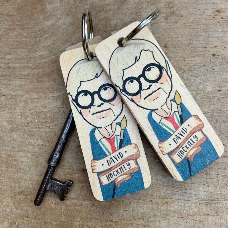 David Hockney Wooden Handmade Character (Keychain) keychain