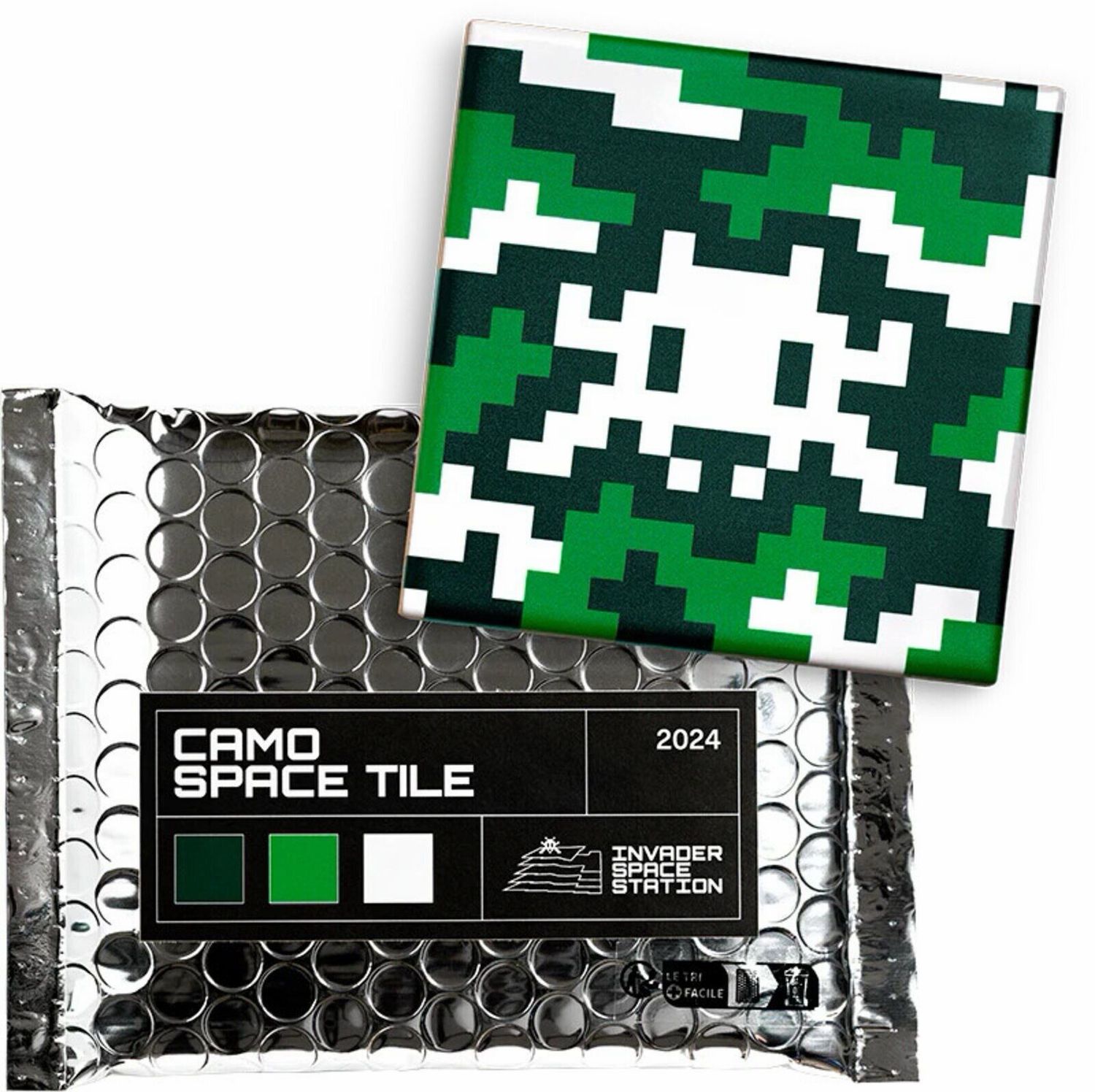 Invader - Camo Space Tile (Green &amp; White)