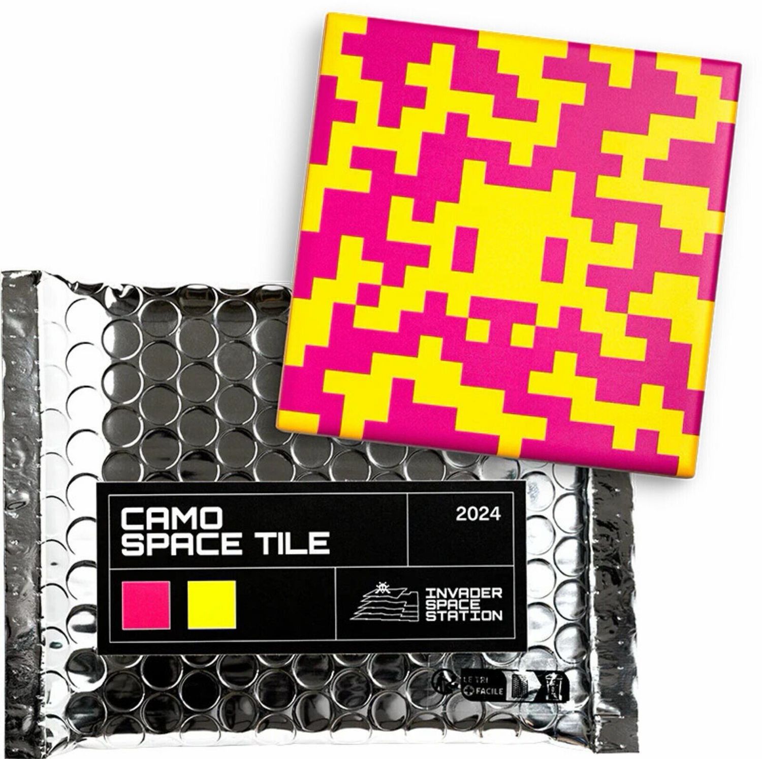 Invader - Camo Space Tile (Pink &amp; Yellow)