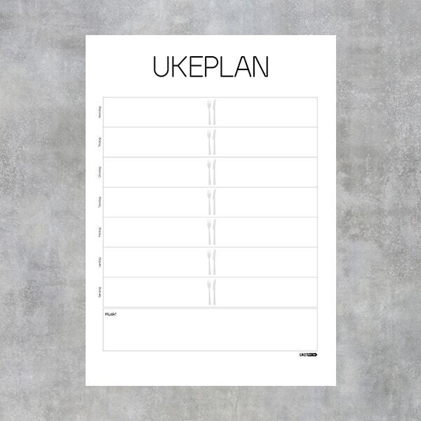Magnetisk Ukeplan 50X70 cm, Antall kolonner: 1 Kolonne, Notatfelt: Ja, Middagskolonne: Ja