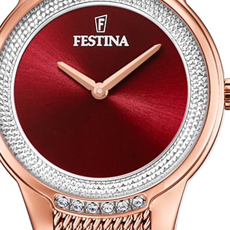 Festina Damen Armbanduhr Rosé vergoldet mit Swarovski Kristalle