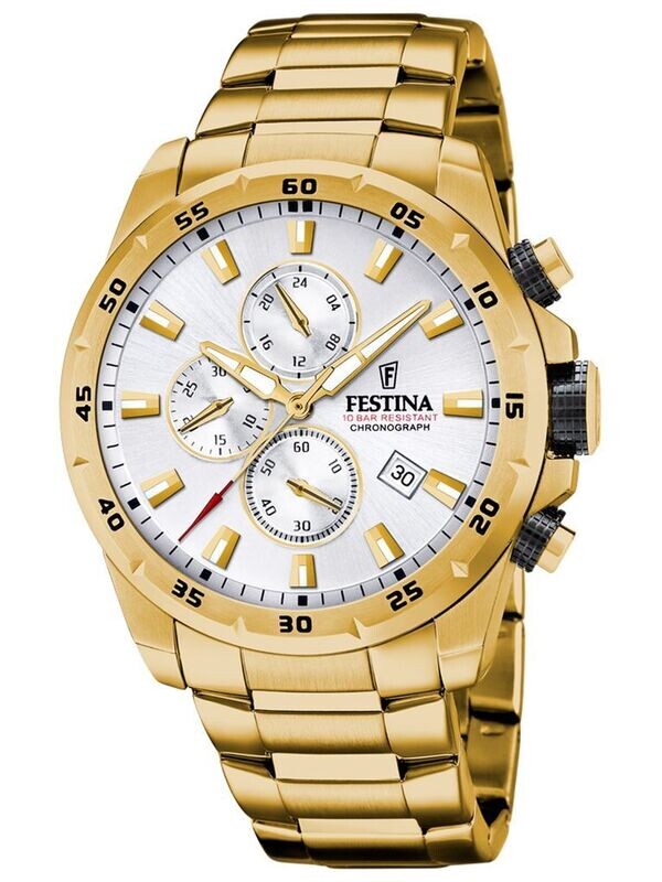 Festina Herren Armbanduhr mit Chronographen in der Sportedition gold