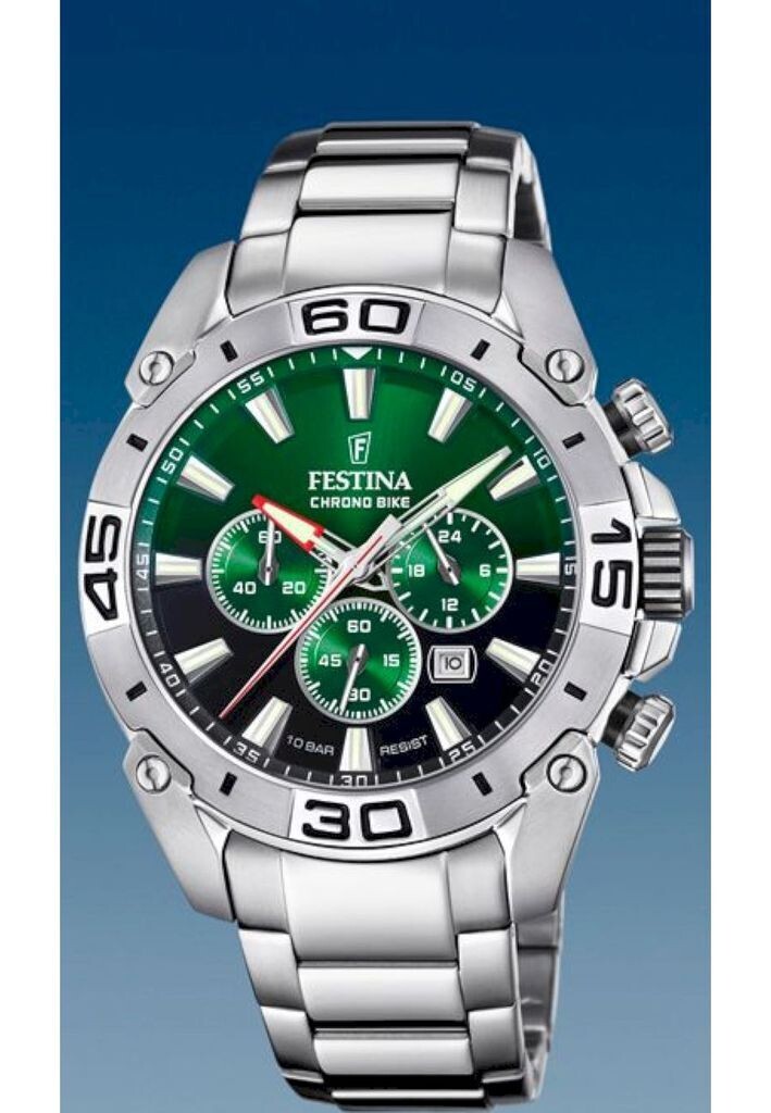 Festina Herren Armbanduhr mit Chronographen in grün