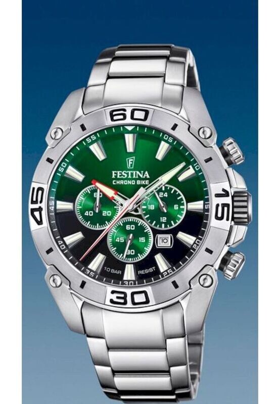 Festina Herren Armbanduhr mit Chronographen in grün