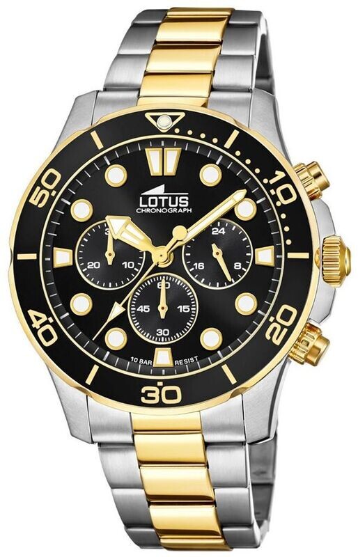 Lotus Herren Armbanduhr mit Chronographen in Edelstahl Bicolor