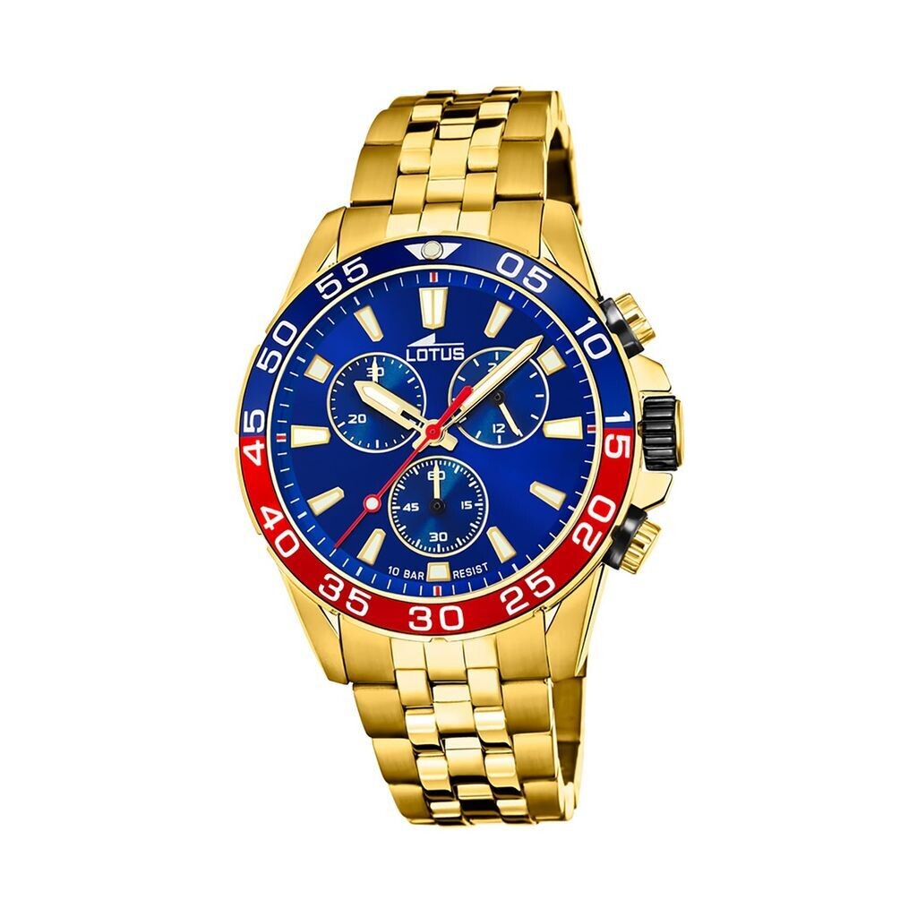 Lotus Herren Armbanduhr mit Edelstahlarmband - Fashion Chronograph in gold