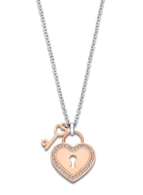 Lotus Style Damen Halskette Schloss Strass roségolden