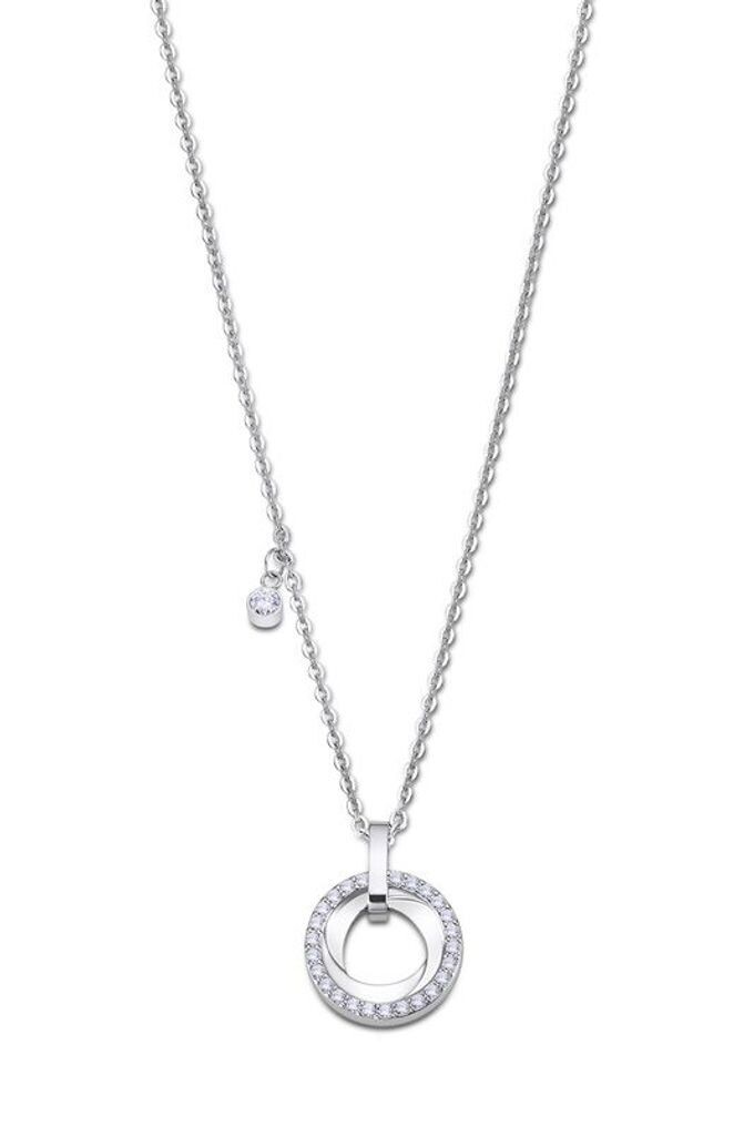 Lotus Style Damen Halskette Collier Strass Ring Anhänger