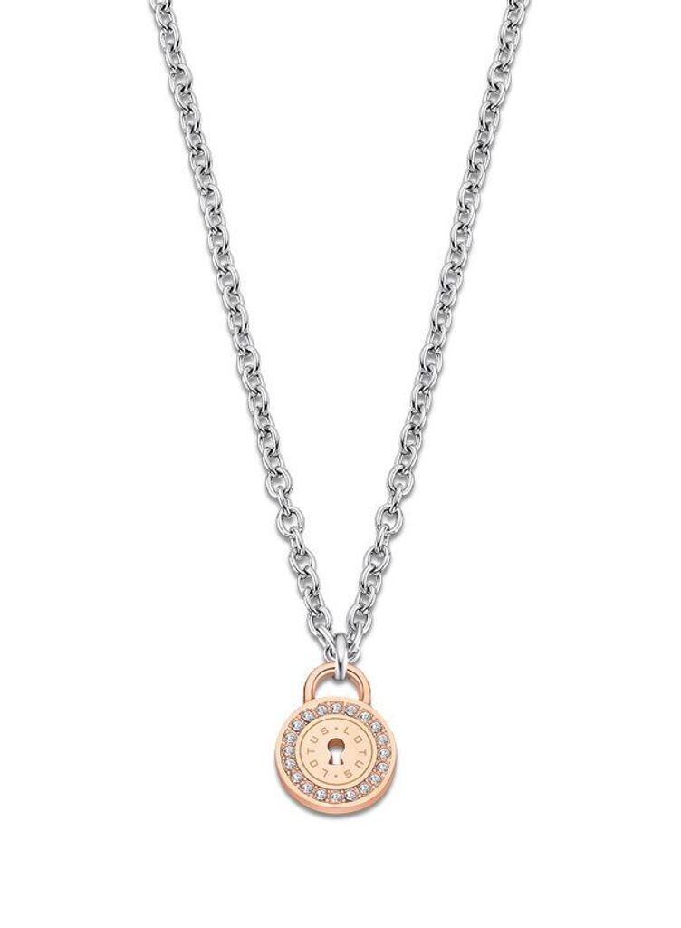 Lotus Style Damen Halskette Edelstahl Kreis Strass
