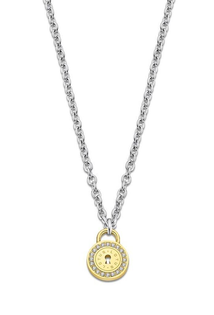 Lotus Style Damen Halskette Edelstahl Kreis golden Strass