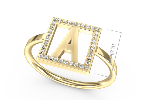Ring mit beliebigen Buchstaben und Zirkonias // PERSN