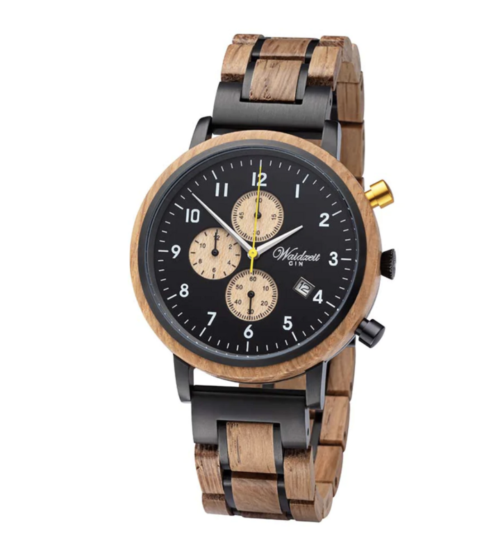 Chronograph GIN Black Gold Holzband Herrenuhr