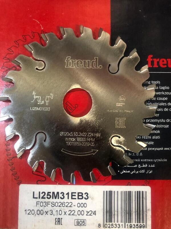 LI25M31EB3 - FREUD Adjustable Scoring Saw Blade for MDF, HDF, MFC, Acrylic - 120 x 3.1 x 22mm Z24