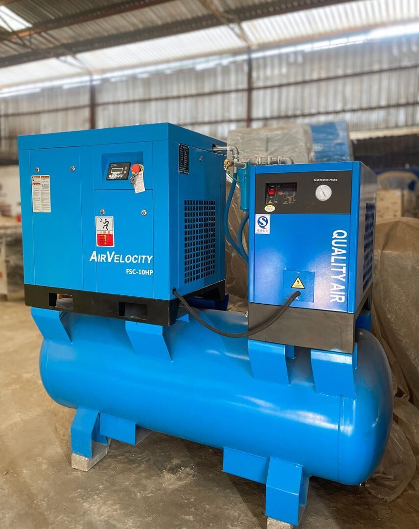 AIRVELOCITY 7.5kw 10HP Fixed Speed Combined Screw Compressor 500L Tank