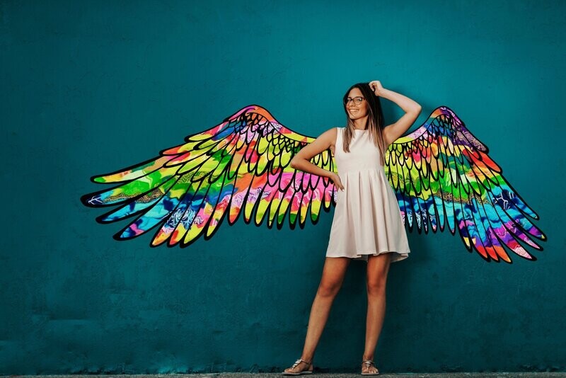 JCM-Selfie Spot Wall Graphics (Angel Wings Vinyl Decals) 8 Designs